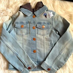 3/$20 Girls Denim Jacket with Removable Hood Size 8